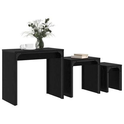 vidaXL Couchtisch 3 pcs Schwarz Eichen-Optik Holzwerkstoff