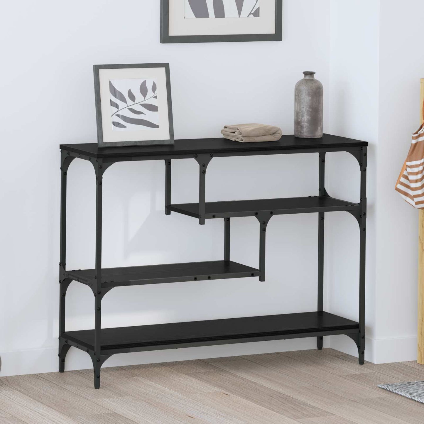 vidaXL Konsolentisch mit Regal Schwarz Eichen-Optik 100 x 30 x 75 cm