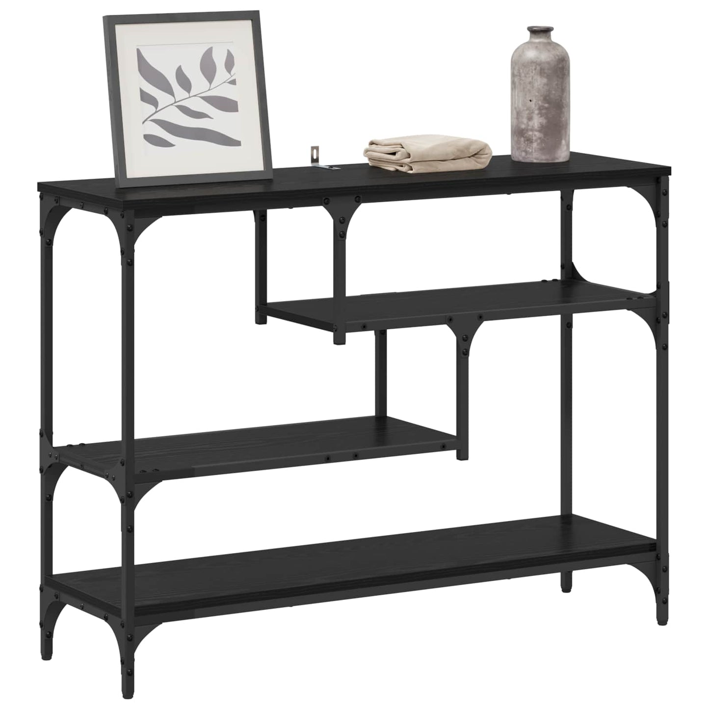 vidaXL Konsolentisch mit Regal Schwarz Eichen-Optik 100 x 30 x 75 cm