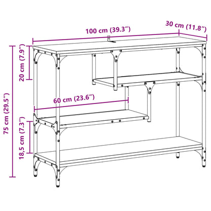 vidaXL Konsolentisch mit Regal Schwarz Eichen-Optik 100 x 30 x 75 cm