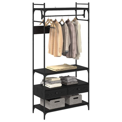 Kleiderschrank Schwarz Eichen-Optik 89 x 39 x 184.5 cm