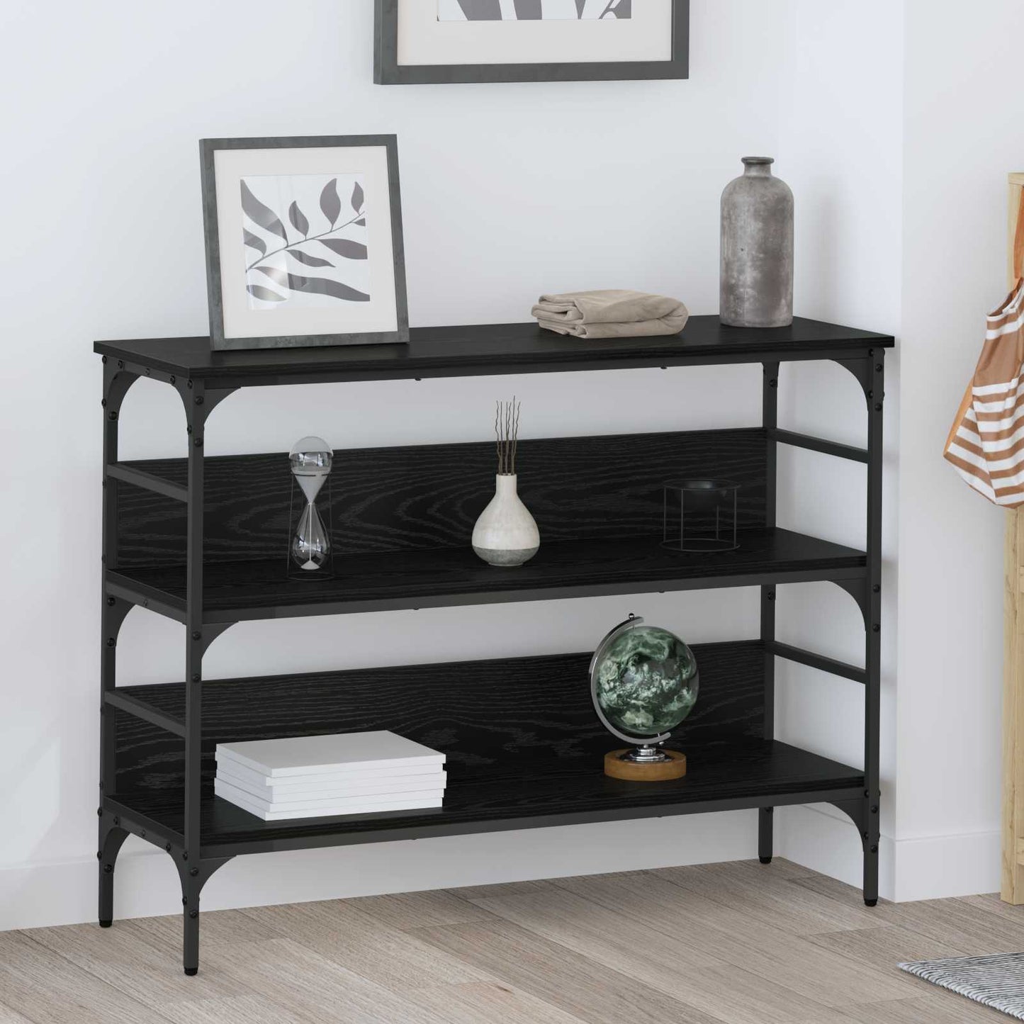 vidaXL Konsolentisch mit Regal Schwarz Eichen-Optik 100 x 32 x 75 cm