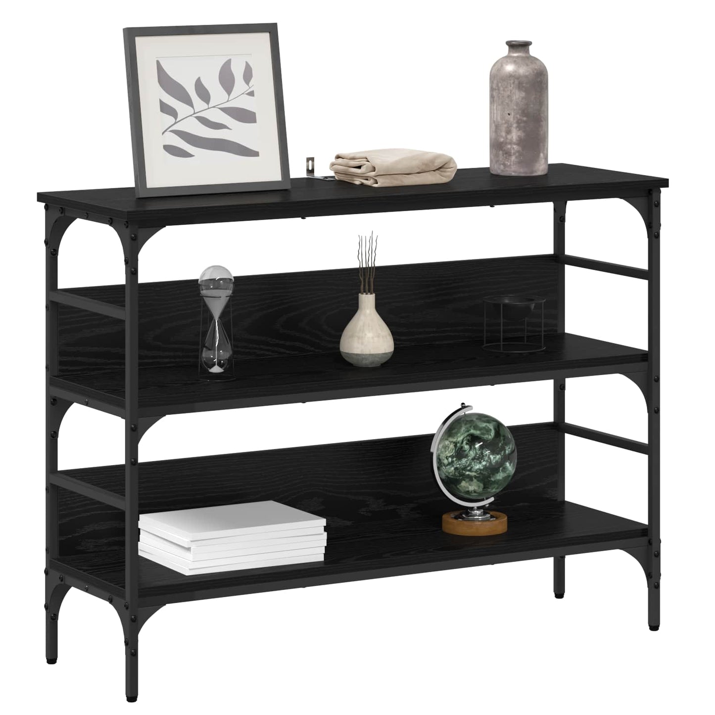 vidaXL Konsolentisch mit Regal Schwarz Eichen-Optik 100 x 32 x 75 cm