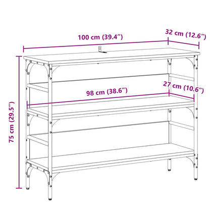 vidaXL Konsolentisch mit Regal Schwarz Eichen-Optik 100 x 32 x 75 cm