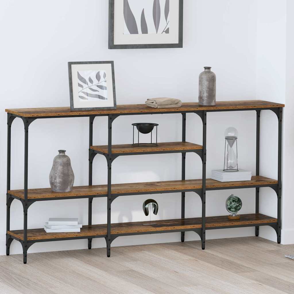 vidaXL Konsolentisch mit Regal Altholz 160 x 29 x 80 cm Holzwerkstoff