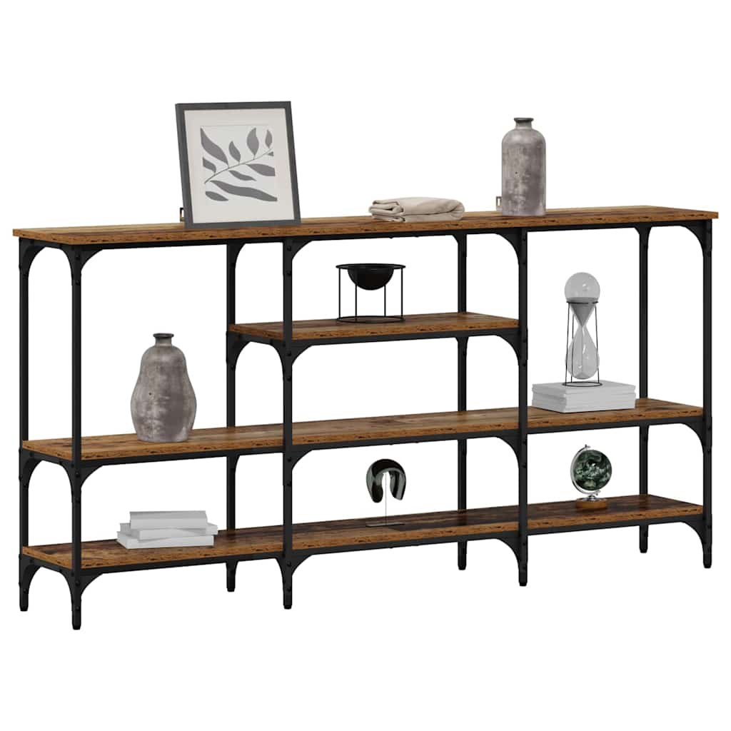 vidaXL Konsolentisch mit Regal Altholz 160 x 29 x 80 cm Holzwerkstoff
