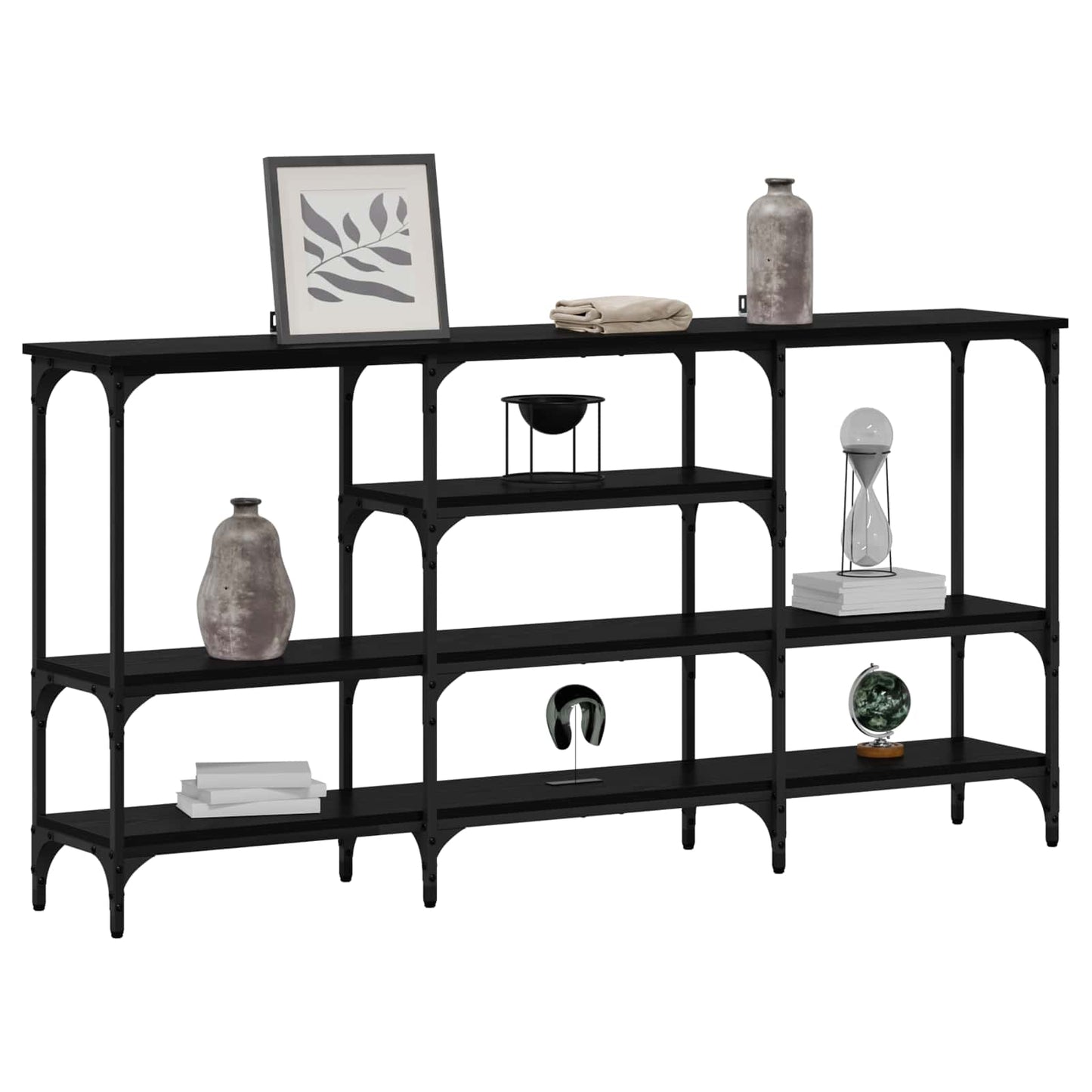 vidaXL Konsolentisch mit Regal Schwarz Eichen-Optik 160 x 29 x 80 cm