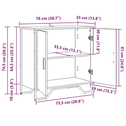 vidaXL Sideboard Artisan-Eiche 78 x 35 x 74.5 cm