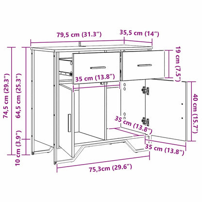 vidaXL Sideboard mit Schubladen Altholz 79,5 x 35,5 x 74,5 cm