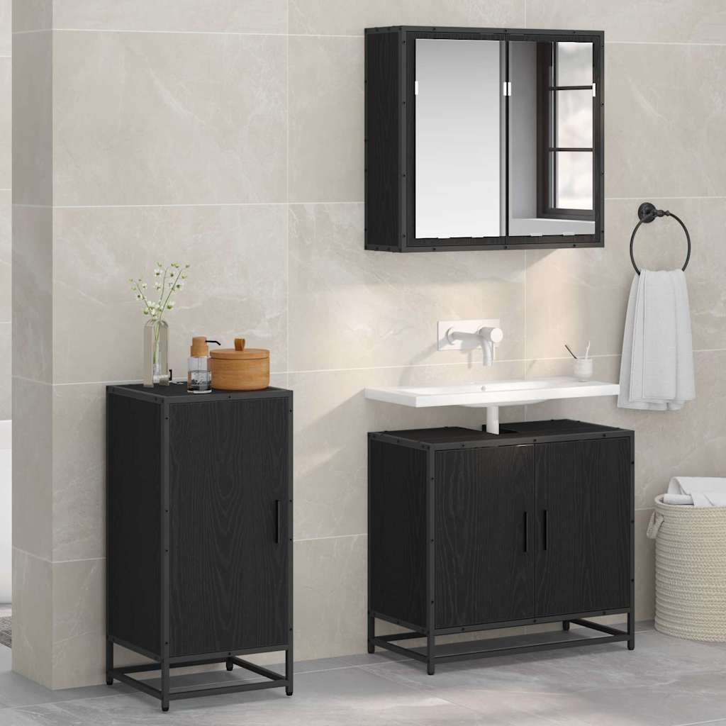 Sideboard Schwarz Eichen-Optik 35,5 x 35 x 76 cm