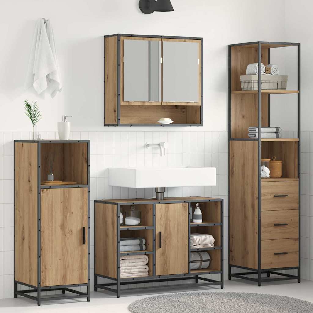 vidaXL Badezimmermöbel-Set mit Regal Artisan-Eiche 35 x 37,5 x 166 cm