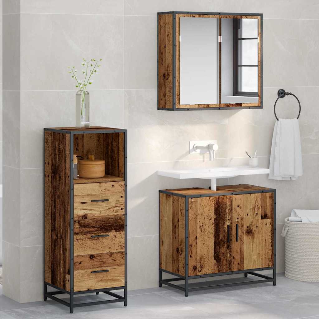 vidaXL Badezimmermöbel-Set Altholz 35 x 37,5 x 100 cm Holzwerkstoff