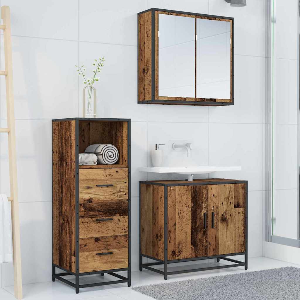 vidaXL Badezimmermöbel-Set Altholz 35 x 37,5 x 100 cm Holzwerkstoff