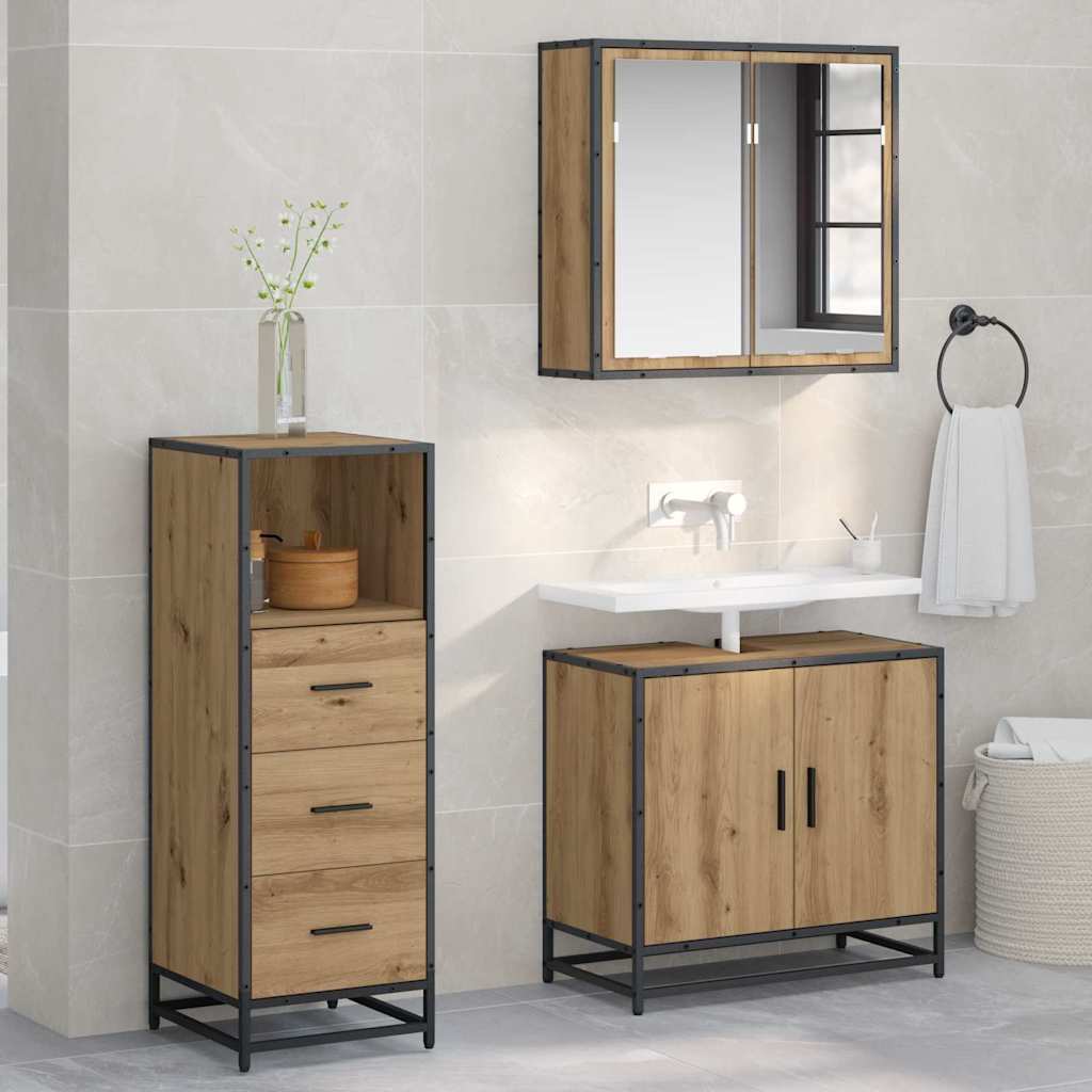 vidaXL Badezimmermöbel-Set mit Regal Artisan-Eiche 35 x 37,5 x 100 cm