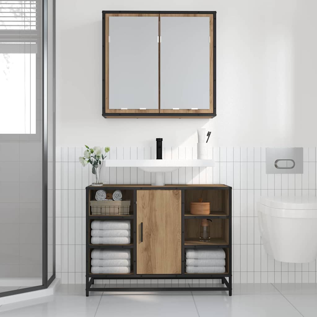 vidaXL Wandregal mit Regal Wandmontiert Artisan-Eiche 65 x 20 x 60 cm