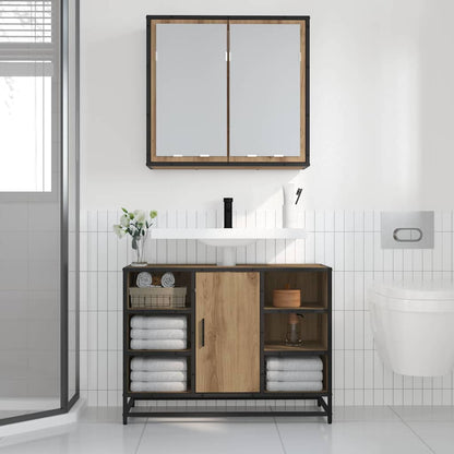 vidaXL Wandregal mit Regal Wandmontiert Artisan-Eiche 65 x 20 x 60 cm