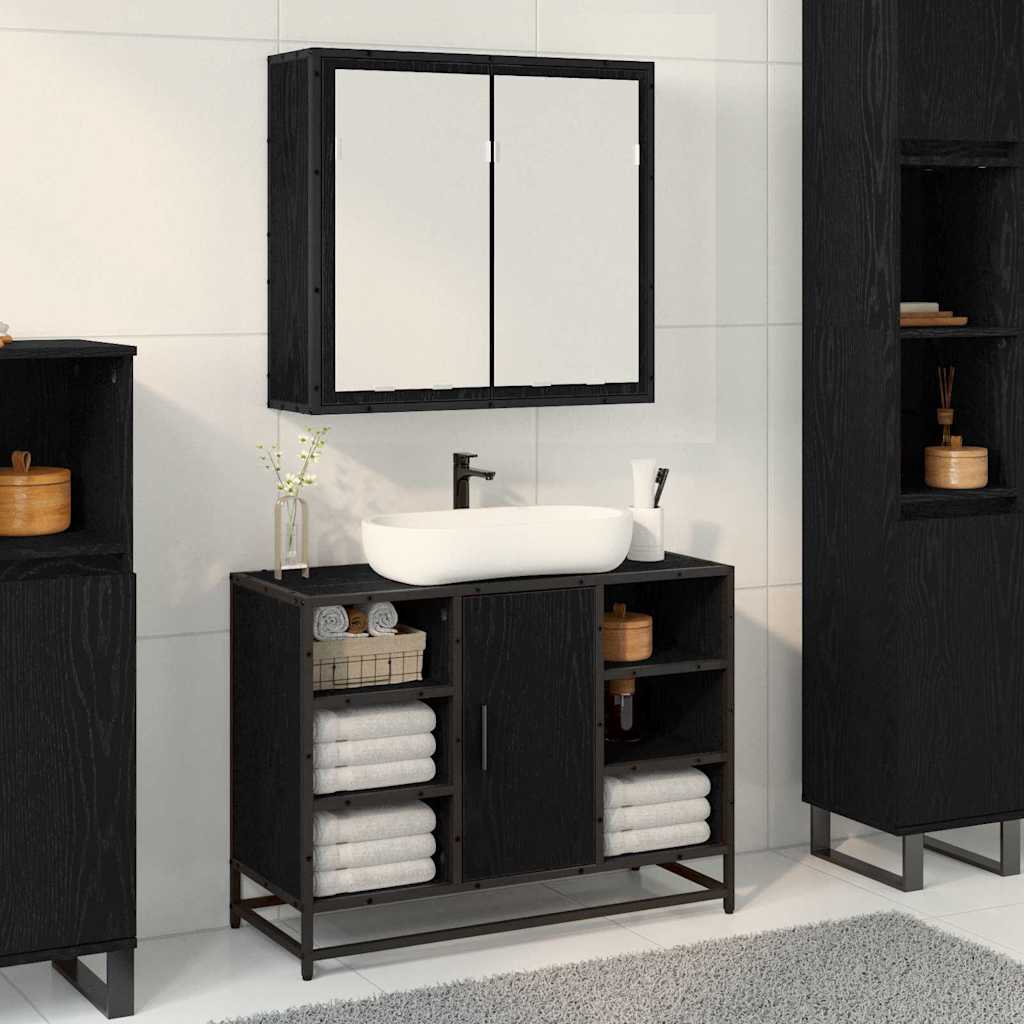 vidaXL Wandregal mit Regal Schwarz Eichen-Optik 65 x 20 x 60 cm