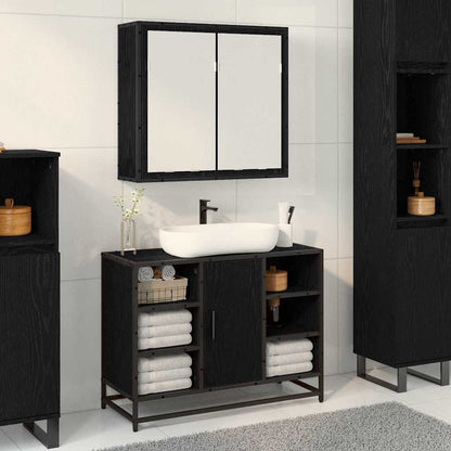 vidaXL Wandregal mit Regal Schwarz Eichen-Optik 65 x 20 x 60 cm