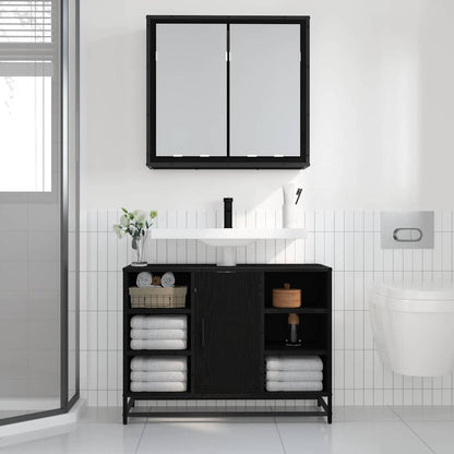 vidaXL Wandregal mit Regal Schwarz Eichen-Optik 65 x 20 x 60 cm