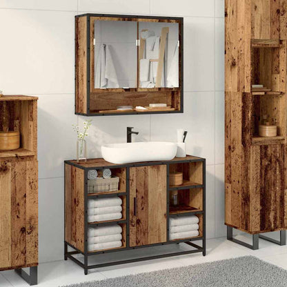 vidaXL Wandregal mit Regal Wandmontiert Altholz 65 x 20 x 60 cm