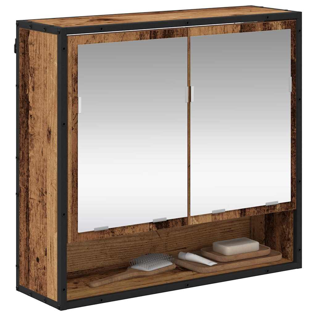 vidaXL Wandregal mit Regal Wandmontiert Altholz 65 x 20 x 60 cm