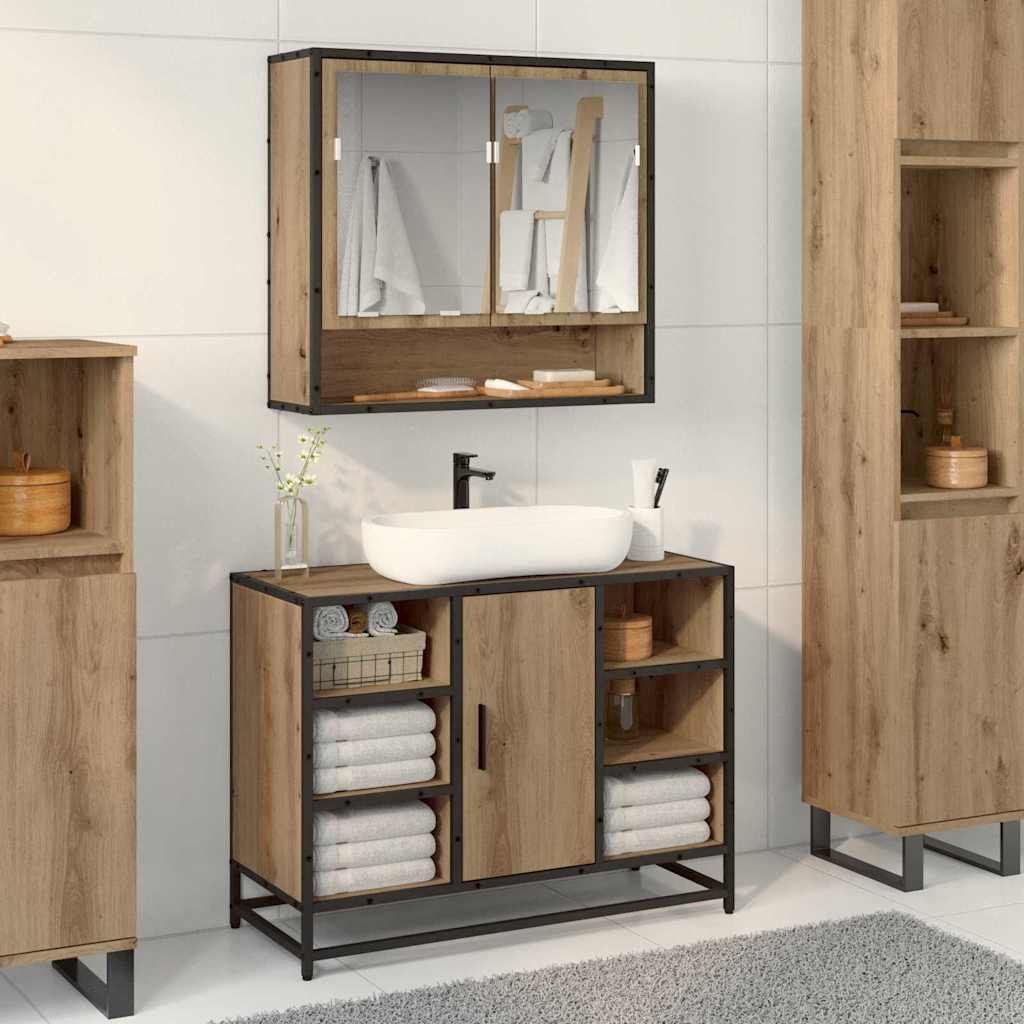 vidaXL Wandregal mit Regal Wandmontiert Artisan-Eiche 65 x 20 x 60 cm