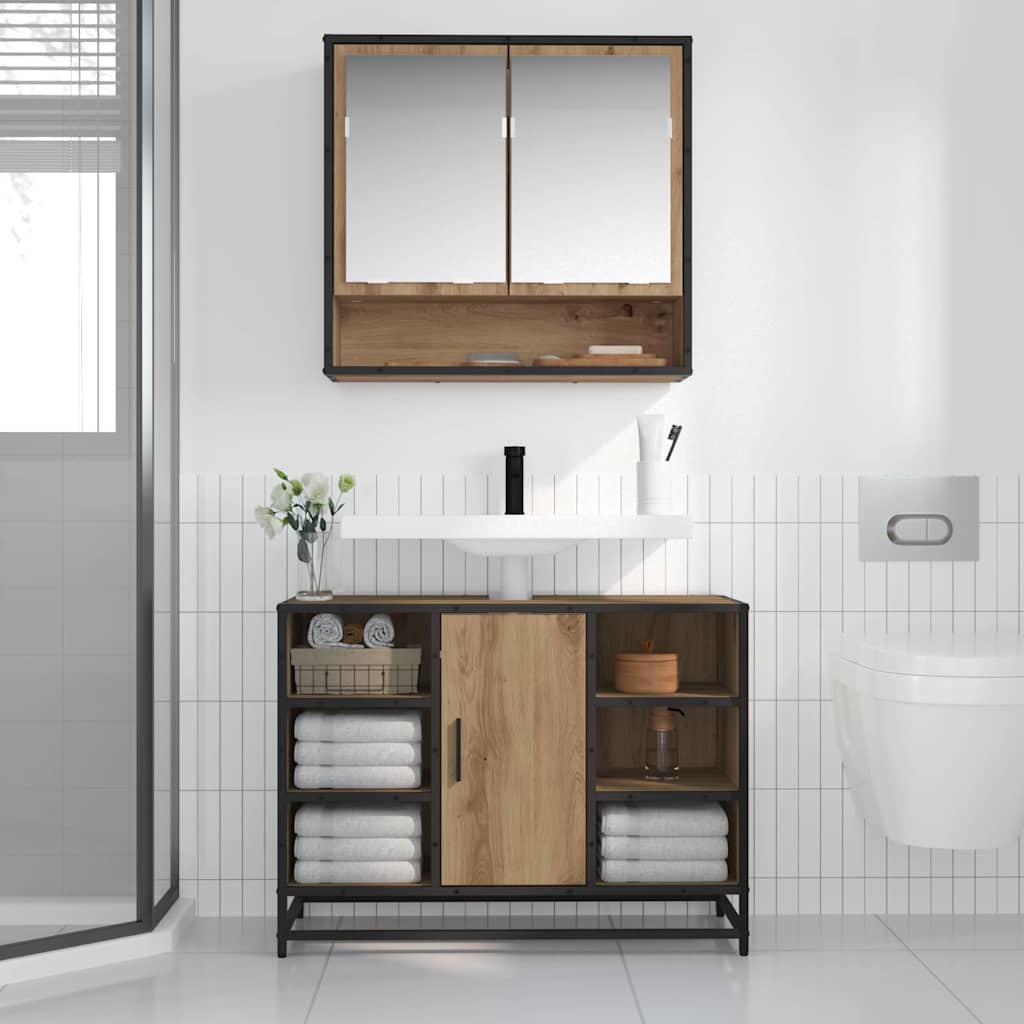 vidaXL Wandregal mit Regal Wandmontiert Artisan-Eiche 65 x 20 x 60 cm