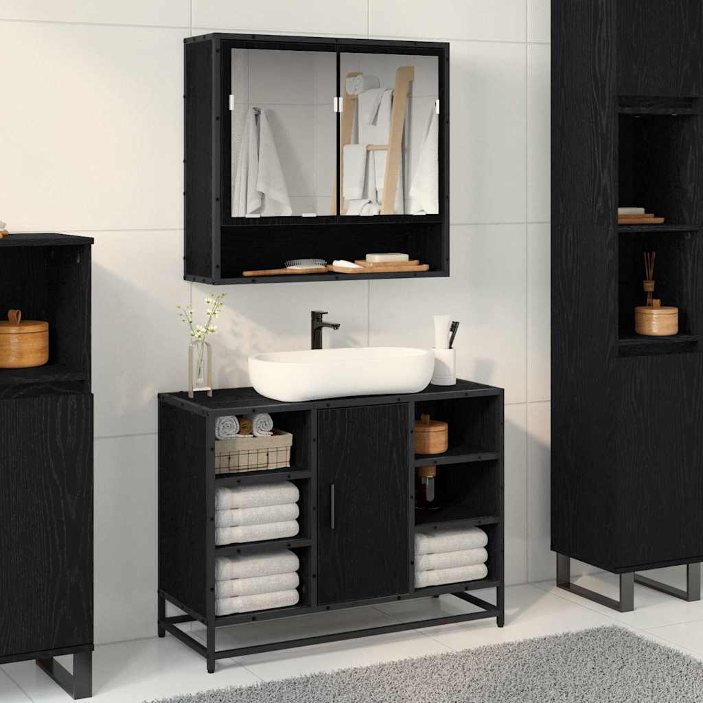 vidaXL Wandregal mit Regal Schwarz Eichen-Optik 65 x 20 x 60 cm