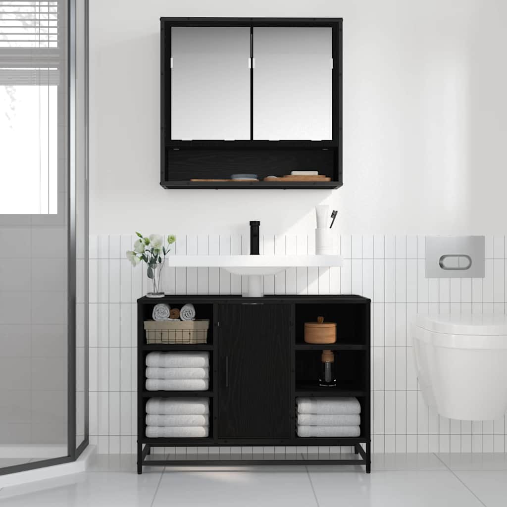 vidaXL Wandregal mit Regal Schwarz Eichen-Optik 65 x 20 x 60 cm