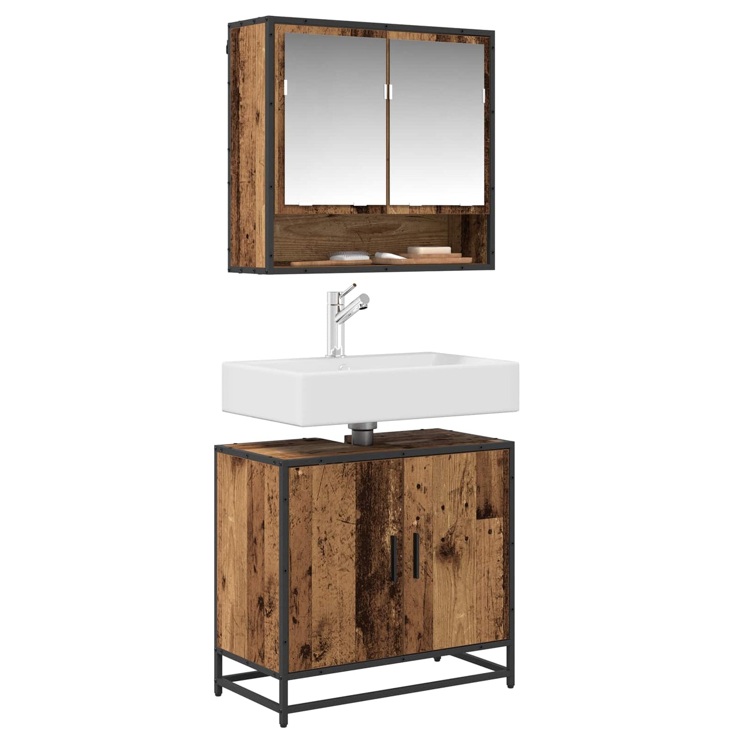 vidaXL Waschbeckenschrank Altholz 65 x 33 x 60 cm Holzwerkstoff