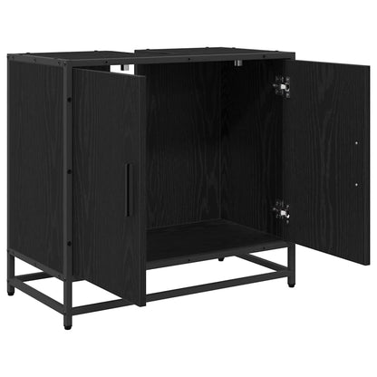 Waschbeckenschrank mit Tür Schwarz Eichen-Optik 65 x 33 x 60 cm