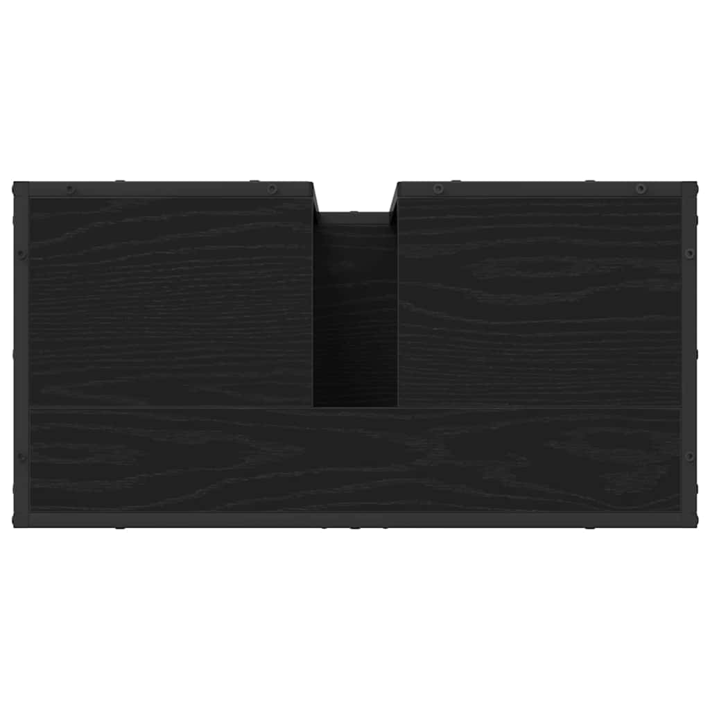 Waschbeckenschrank mit Tür Schwarz Eichen-Optik 65 x 33 x 60 cm