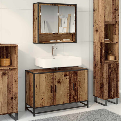 vidaXL Badezimmerschrank mit Tür Altholz 90 x 33 x 60 cm Holzwerkstoff