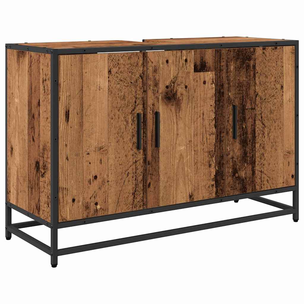 vidaXL Badezimmerschrank mit Tür Altholz 90 x 33 x 60 cm Holzwerkstoff
