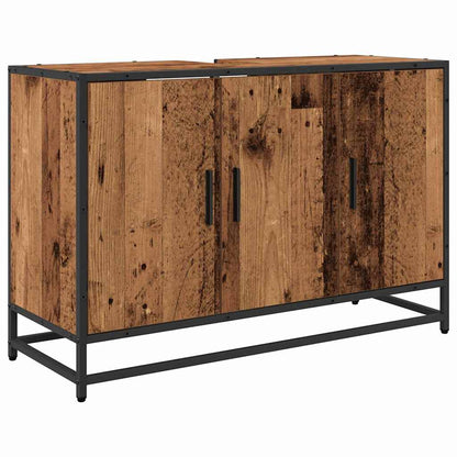vidaXL Badezimmerschrank mit Tür Altholz 90 x 33 x 60 cm Holzwerkstoff