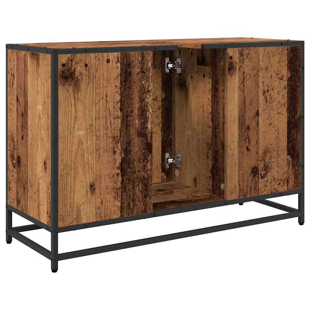 vidaXL Badezimmerschrank mit Tür Altholz 90 x 33 x 60 cm Holzwerkstoff