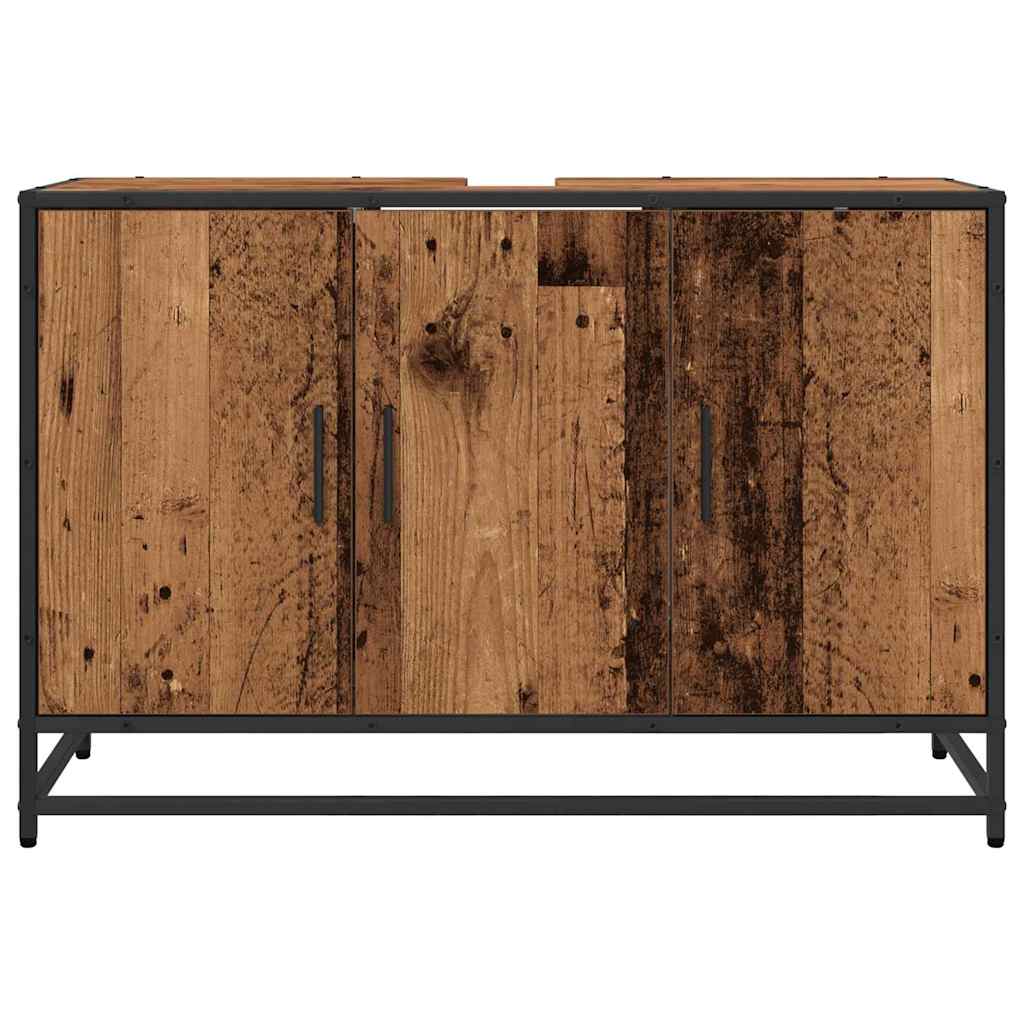 vidaXL Badezimmerschrank mit Tür Altholz 90 x 33 x 60 cm Holzwerkstoff