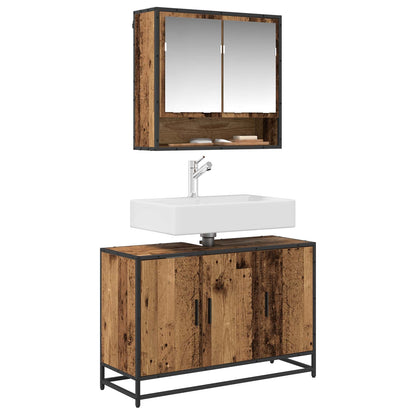 vidaXL Badezimmerschrank mit Tür Altholz 90 x 33 x 60 cm Holzwerkstoff