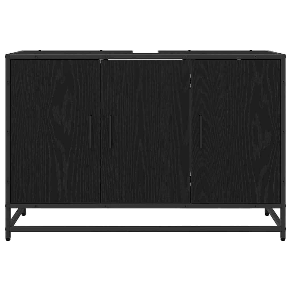 Badezimmerschrank mit Tür Schwarz Eichen-Optik 90 x 33 x 60 cm