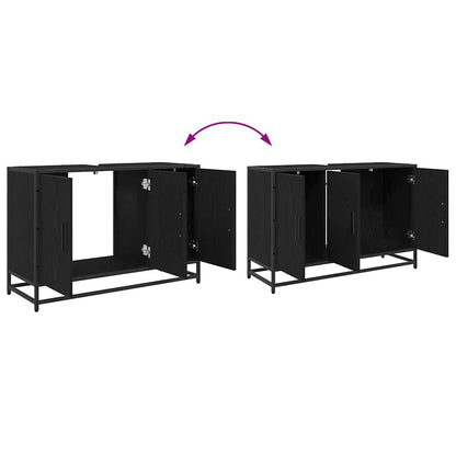 vidaXL Badezimmerschrank mit Tür Schwarz Eichen-Optik 90 x 33 x 60 cm