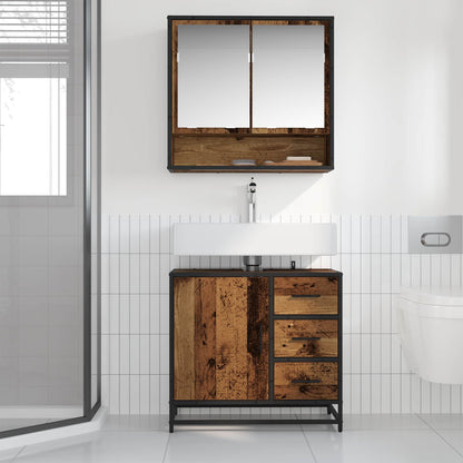 vidaXL Badezimmerschrank mit Tür Altholz 65 x 33 x 60 cm Holzwerkstoff