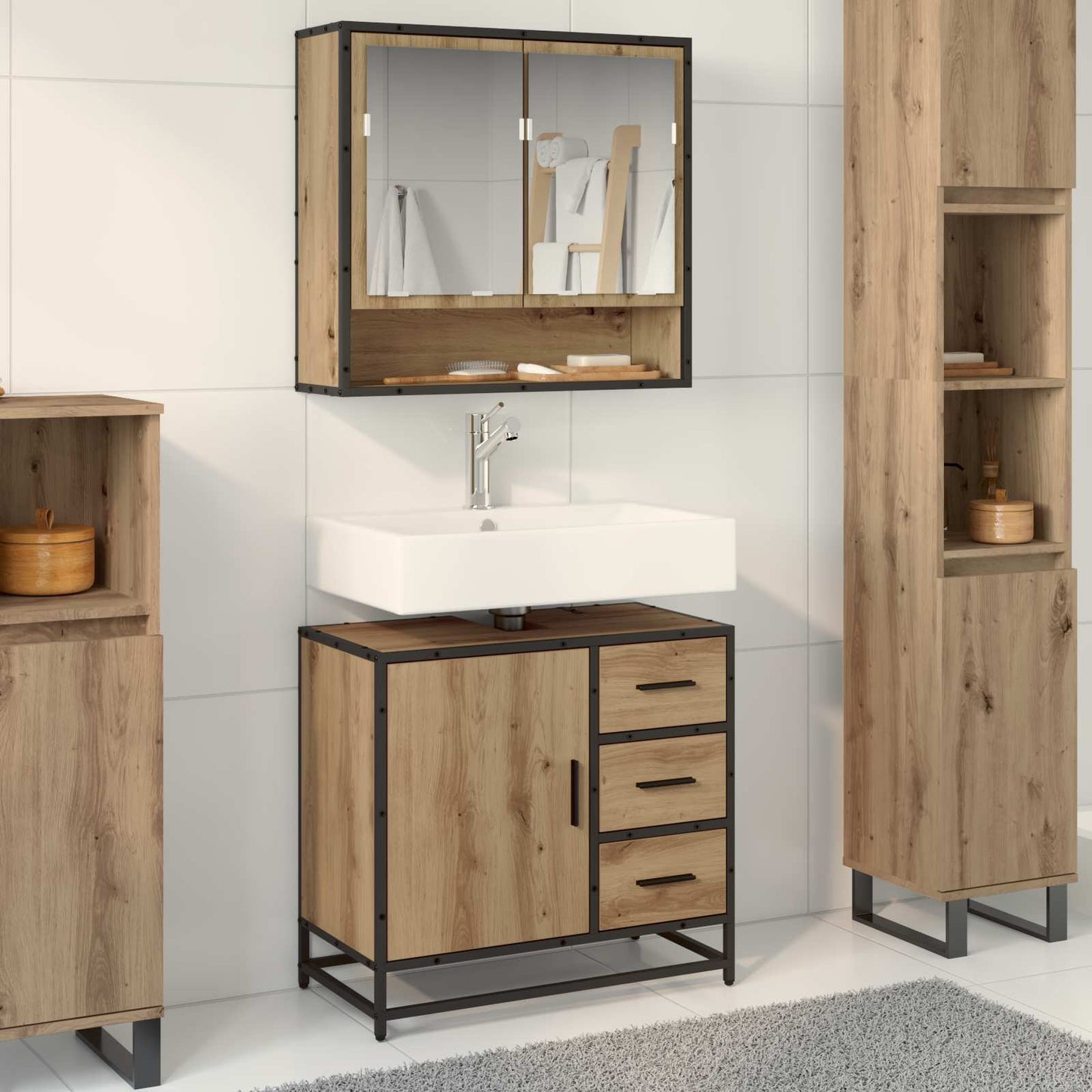 vidaXL Badezimmerschrank Artisan-Eiche 65 x 33 x 60 cm Holzwerkstoff