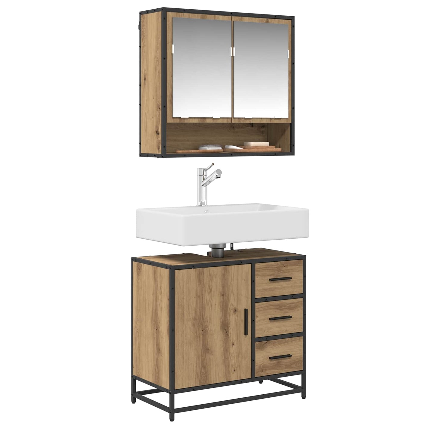 vidaXL Badezimmerschrank Artisan-Eiche 65 x 33 x 60 cm Holzwerkstoff