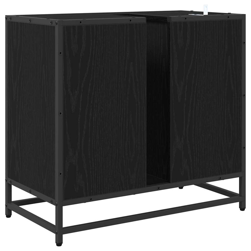 vidaXL Badezimmerschrank mit Tür Schwarz Eichen-Optik 65 x 33 x 60 cm