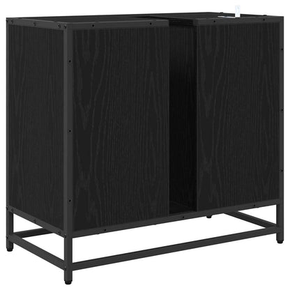 vidaXL Badezimmerschrank mit Tür Schwarz Eichen-Optik 65 x 33 x 60 cm