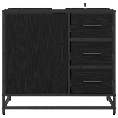 vidaXL Badezimmerschrank mit Tür Schwarz Eichen-Optik 65 x 33 x 60 cm