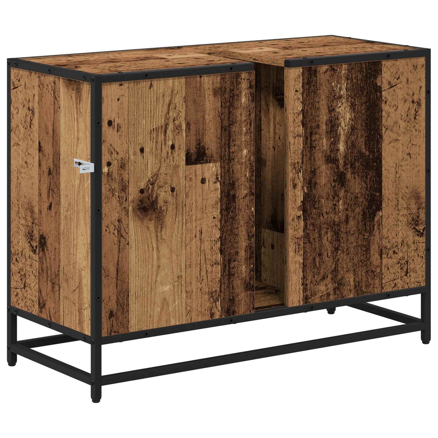 vidaXL Badezimmer Waschbecken Schrank mit Tür Altholz 80 x 33 x 60 cm