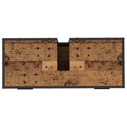 vidaXL Badezimmer Waschbecken Schrank mit Tür Altholz 80 x 33 x 60 cm