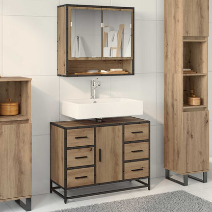 vidaXL Badezimmer Waschbecken Schrank Artisan-Eiche 80 x 33 x 60 cm