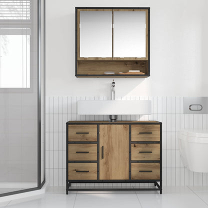 vidaXL Badezimmer Waschbecken Schrank Artisan-Eiche 80 x 33 x 60 cm
